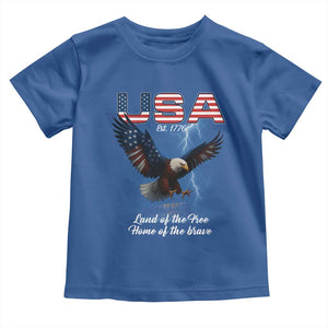 Bold Patriotic American Eagle Toddler T Shirt Land of the Free Home of the Brave Est 1776 TS02 Royal Blue Print Your Wear