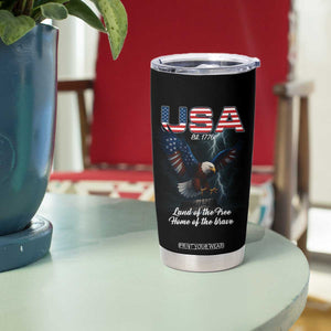 Bold Patriotic American Eagle Tumbler Cup Land of the Free Home of the Brave Est 1776 TS02 Print Your Wear