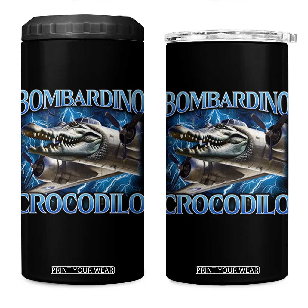 Bombardino Crocodilo 4 in 1 Can Cooler Tumbler Internet Memes Italian Brainrot TS10 One Size: 16 oz Black Print Your Wear