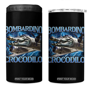 Bombardino Crocodilo 4 in 1 Can Cooler Tumbler Internet Memes Italian Brainrot TS10 One Size: 16 oz Black Print Your Wear