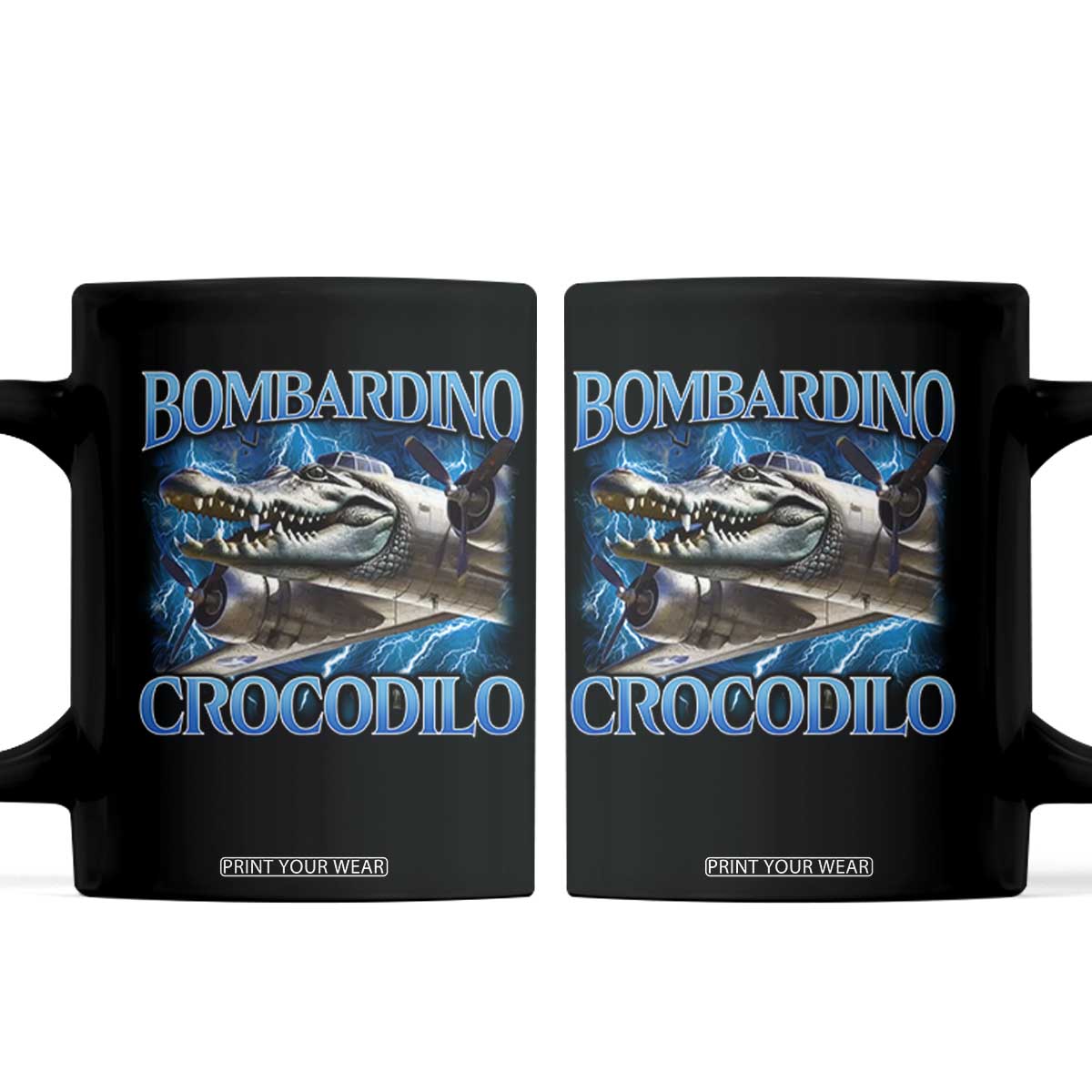Bombardino Crocodilo Coffee Mug Internet Memes Italian Brainrot TS10 Black Print Your Wear