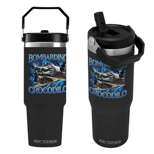 Bombardino Crocodilo Flip Straw Tumbler Internet Memes Italian Brainrot TS10 One Size: 30 oz Black Print Your Wear