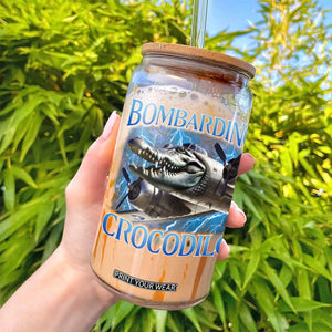 Bombardino Crocodilo Glass Can Internet Memes Italian Brainrot TS10 Print Your Wear