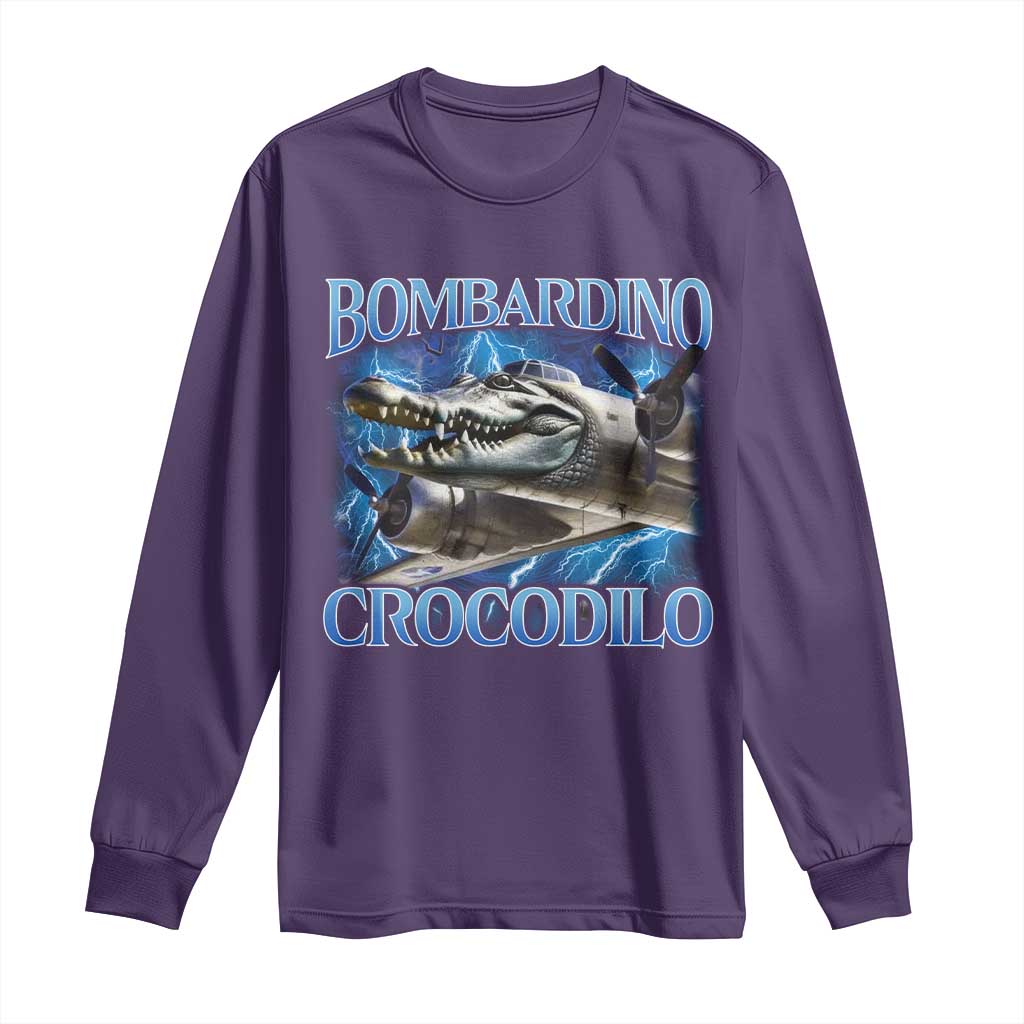 Bombardino Crocodilo Long Sleeve Shirt Internet Memes Italian Brainrot TS10 Purple Print Your Wear
