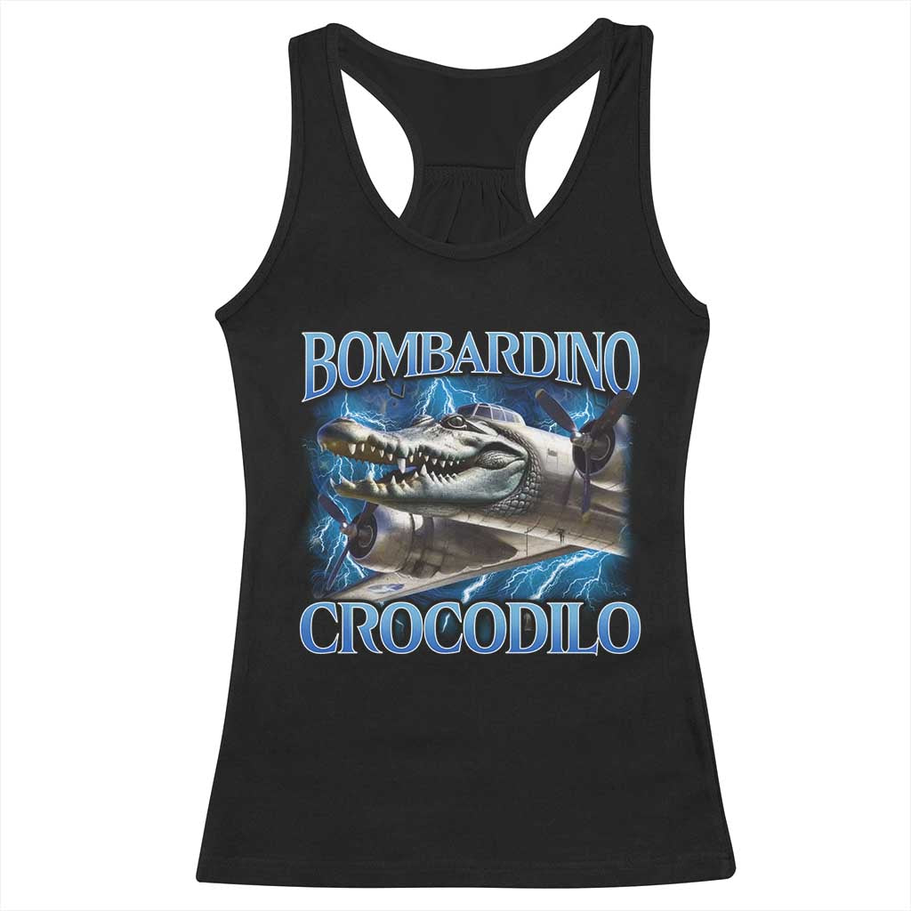 Bombardino Crocodilo Racerback Tank Top Internet Memes Italian Brainrot TS10 Black Print Your Wear