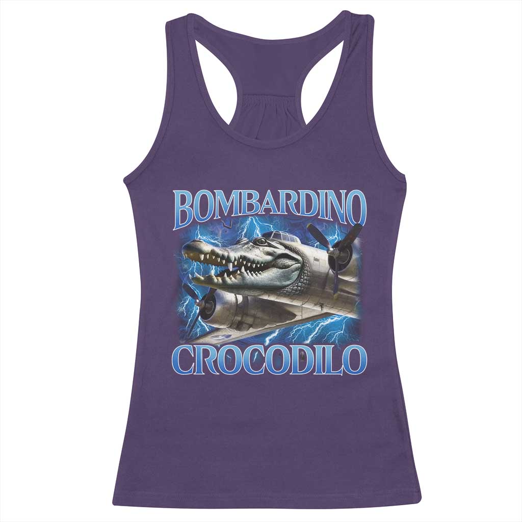 Bombardino Crocodilo Racerback Tank Top Internet Memes Italian Brainrot TS10 Purple Print Your Wear
