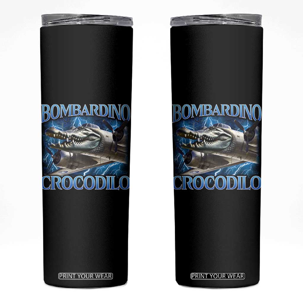 Bombardino Crocodilo Skinny Tumbler Internet Memes Italian Brainrot TS10 Black Print Your Wear