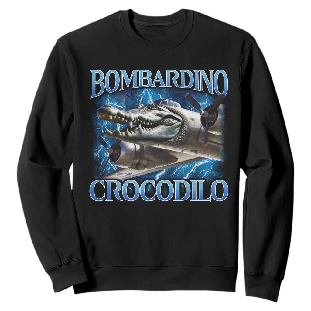 Bombardino Crocodilo Sweatshirt Internet Memes Italian Brainrot TS10 Black Print Your Wear
