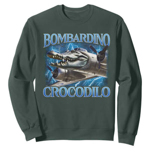 Bombardino Crocodilo Sweatshirt Internet Memes Italian Brainrot TS10 Dark Forest Green Print Your Wear
