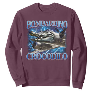 Bombardino Crocodilo Sweatshirt Internet Memes Italian Brainrot TS10 Maroon Print Your Wear