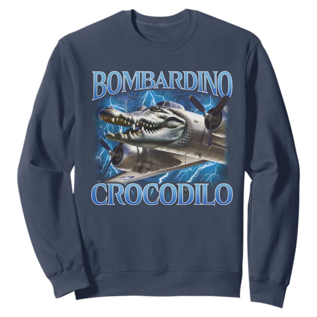 Bombardino Crocodilo Sweatshirt Internet Memes Italian Brainrot TS10 Navy Print Your Wear