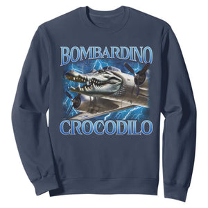Bombardino Crocodilo Sweatshirt Internet Memes Italian Brainrot TS10 Navy Print Your Wear
