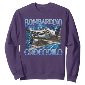 Bombardino Crocodilo Sweatshirt Internet Memes Italian Brainrot TS10 Purple Print Your Wear