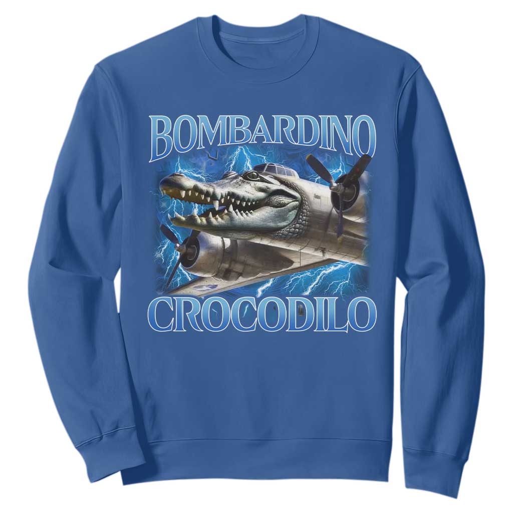 Bombardino Crocodilo Sweatshirt Internet Memes Italian Brainrot TS10 Royal Blue Print Your Wear