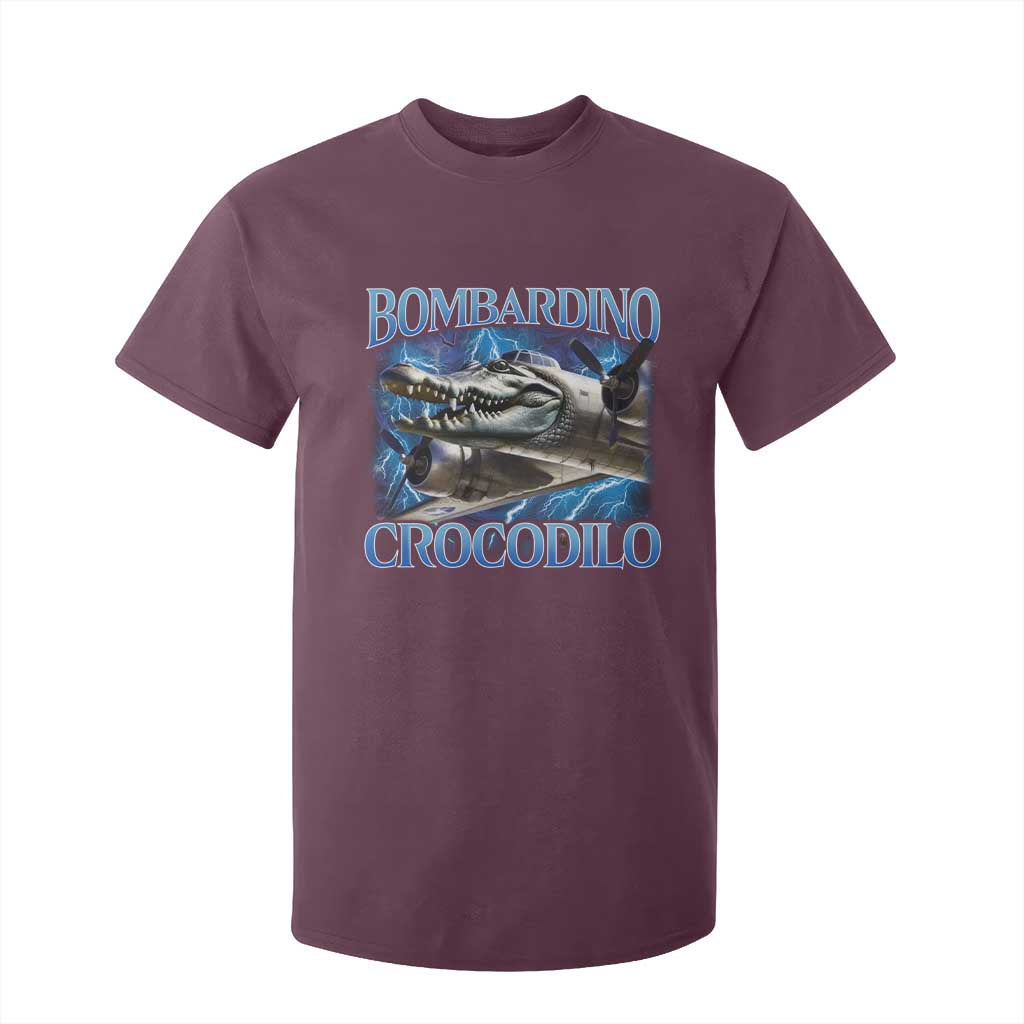 Bombardino Crocodilo T Shirt For Kid Internet Memes Italian Brainrot TS10 Maroon Print Your Wear