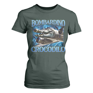 Bombardino Crocodilo T Shirt For Women Internet Memes Italian Brainrot TS10 Dark Forest Green Print Your Wear