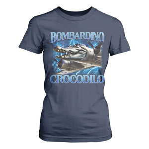 Bombardino Crocodilo T Shirt For Women Internet Memes Italian Brainrot TS10 Navy Print Your Wear