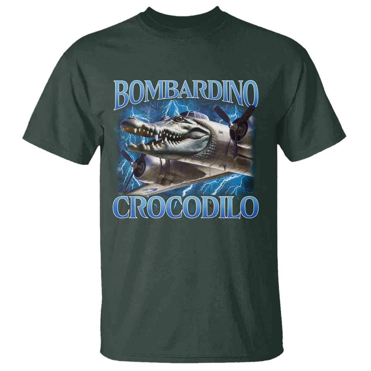 Bombardino Crocodilo T Shirt Internet Memes Italian Brainrot TS10 Dark Forest Green Print Your Wear