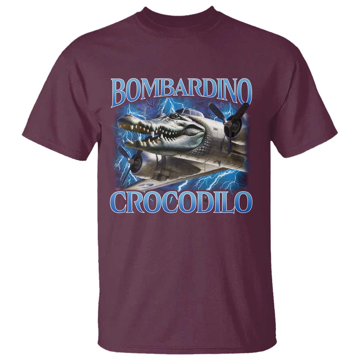 Bombardino Crocodilo T Shirt Internet Memes Italian Brainrot TS10 Maroon Print Your Wear