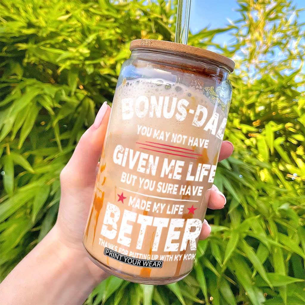 Bonus dad Glass Can Step Dad Fathers Day TS10 Print Your Wear