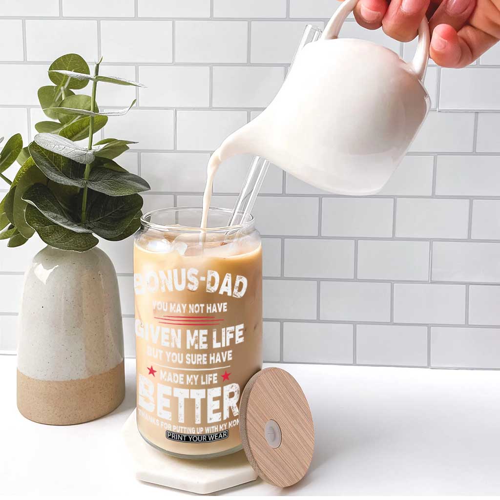 Bonus dad Glass Can Step Dad Fathers Day TS10 Print Your Wear