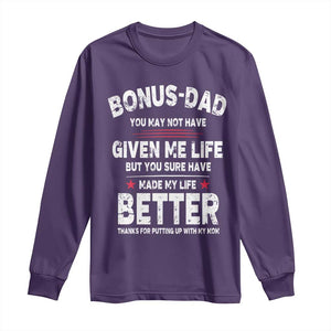 Bonus dad Long Sleeve Shirt Step Dad Fathers Day TS10 Purple Print Your Wear