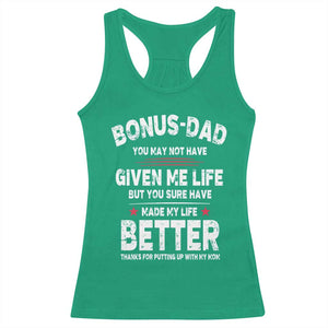 Bonus dad Racerback Tank Top Step Dad Fathers Day TS10 Irish Green Print Your Wear