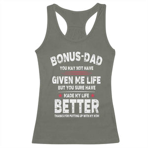 Bonus dad Racerback Tank Top Step Dad Fathers Day TS10 Military Green Print Your Wear