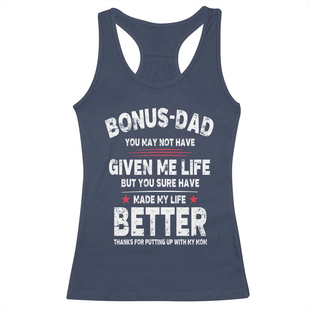 Bonus dad Racerback Tank Top Step Dad Fathers Day TS10 Navy Print Your Wear