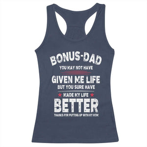 Bonus dad Racerback Tank Top Step Dad Fathers Day TS10 Navy Print Your Wear