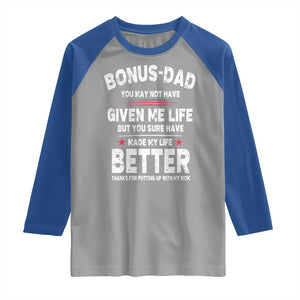 Bonus dad Raglan Shirt Step Dad Fathers Day TS10 Sport Gray Royal Print Your Wear