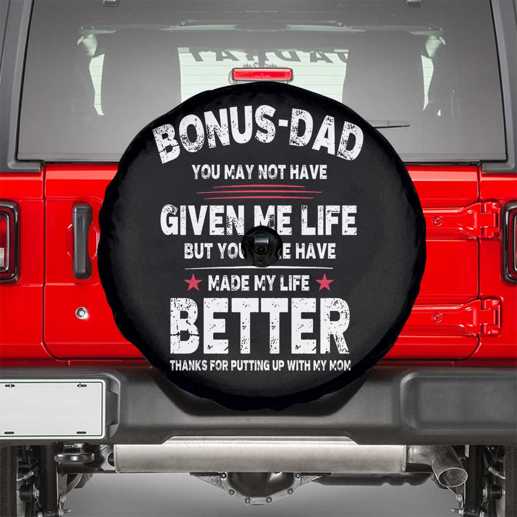 Bonus dad Spare Tire Cover Step Dad Fathers Day TS10 Black Print Your Wear