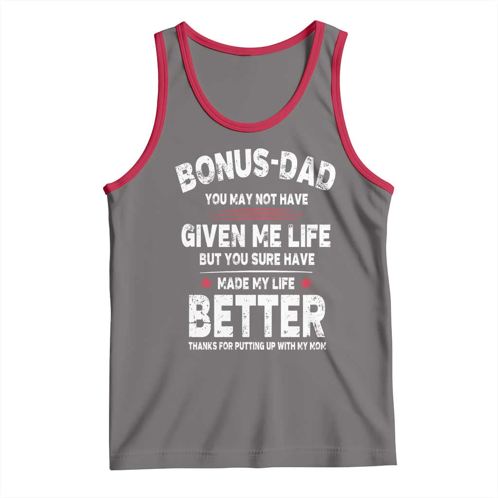 Bonus dad Tank Top Step Dad Fathers Day TS10 Deep Heather Red Print Your Wear