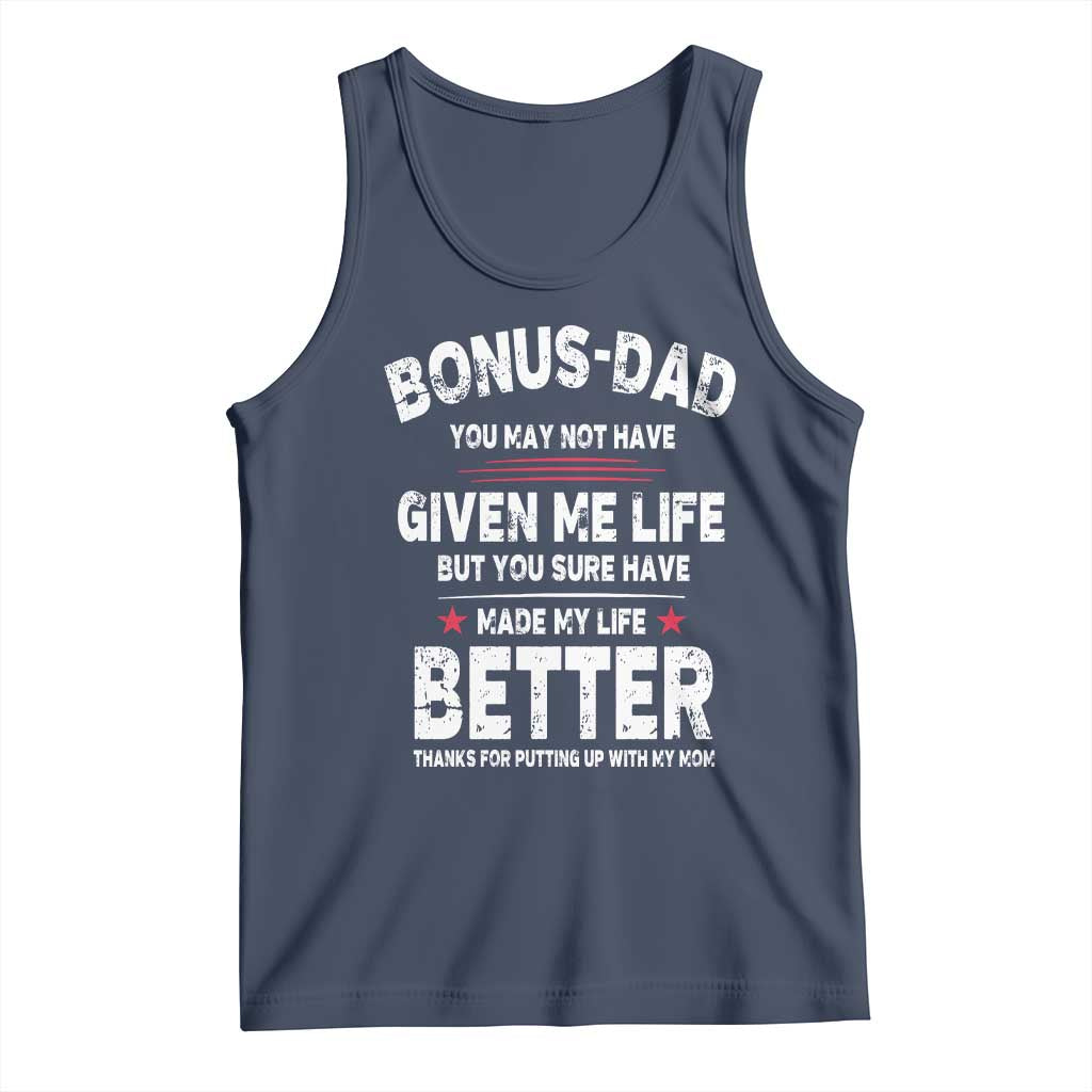 Bonus dad Tank Top Step Dad Fathers Day TS10 Navy Print Your Wear