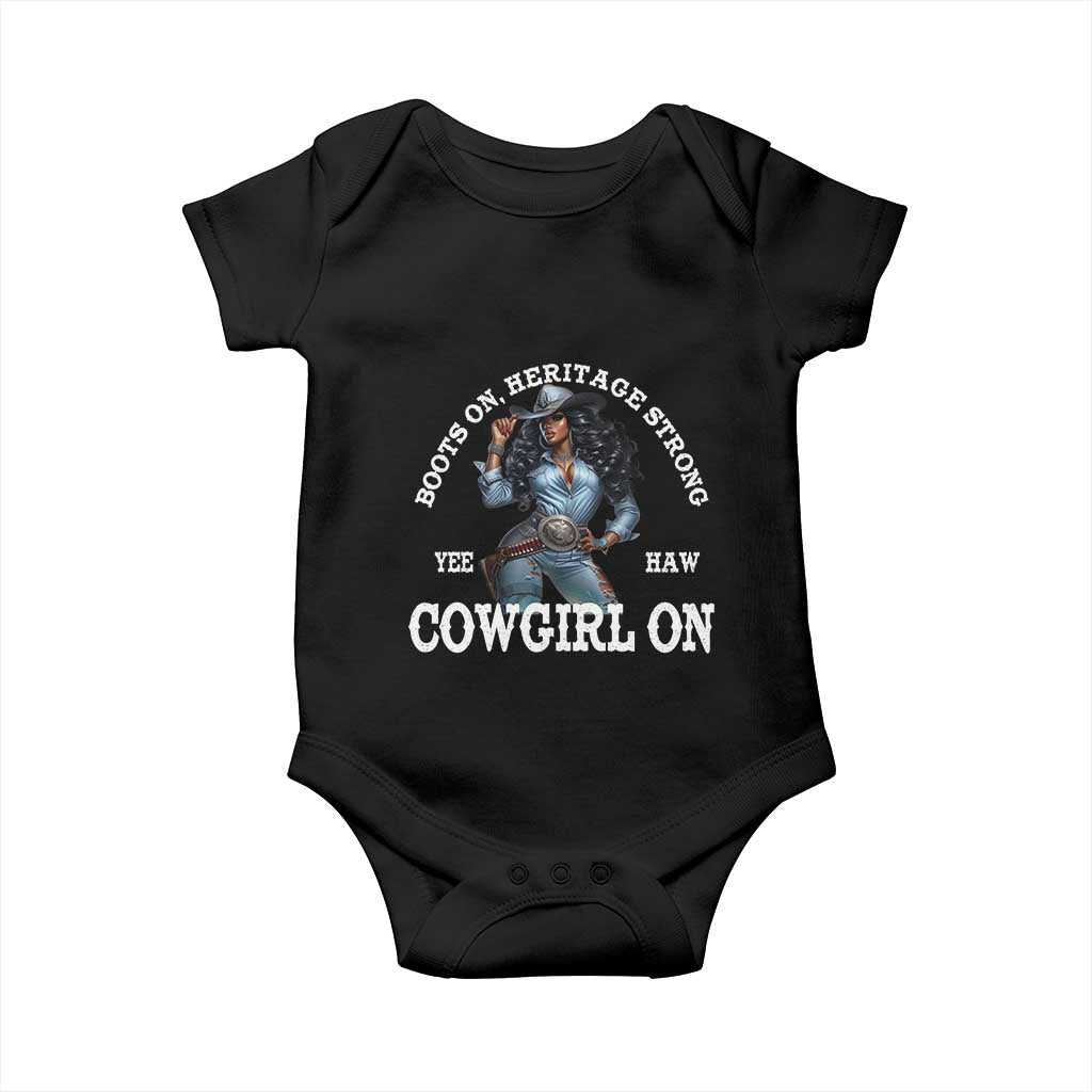 Boots On Heritage Strong Cowgirl On Baby Onesie African American Black Cowgirl TS11 Black Print Your Wear