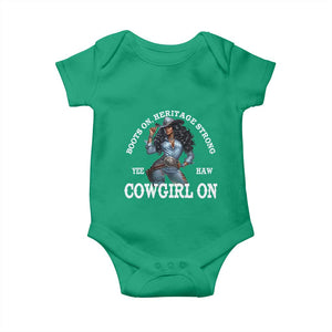 Boots On Heritage Strong Cowgirl On Baby Onesie African American Black Cowgirl TS11 Irish Green Print Your Wear