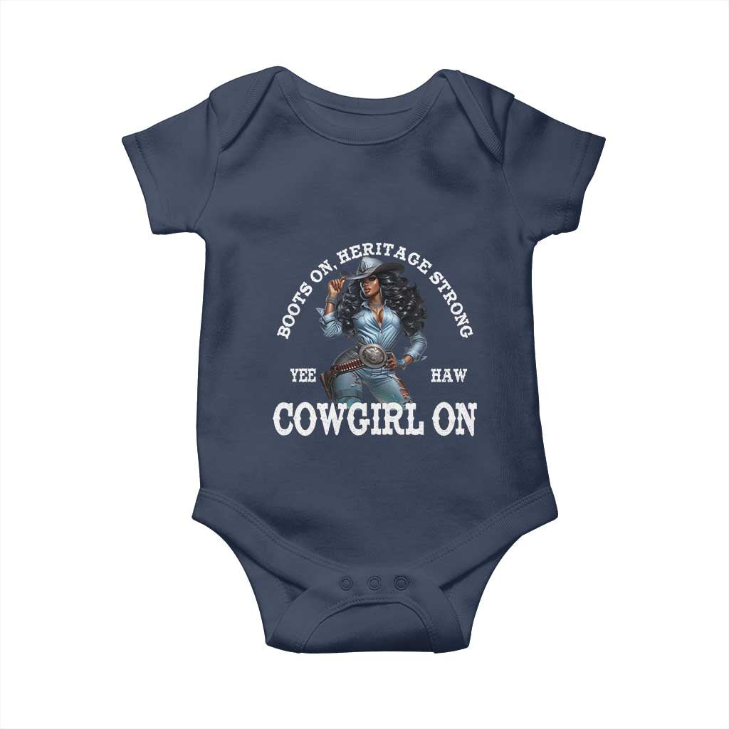 Boots On Heritage Strong Cowgirl On Baby Onesie African American Black Cowgirl TS11 Navy Print Your Wear