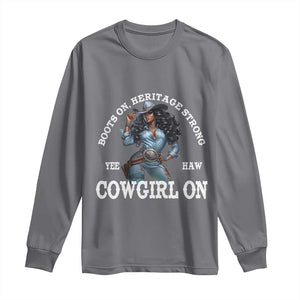Boots On Heritage Strong Cowgirl On Long Sleeve Shirt African American Black Cowgirl TS11 Charcoal Print Your Wear