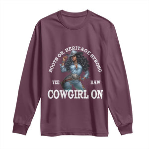 Boots On Heritage Strong Cowgirl On Long Sleeve Shirt African American Black Cowgirl TS11 Maroon Print Your Wear