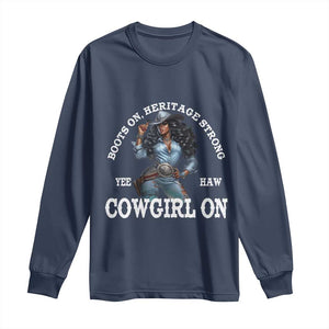 Boots On Heritage Strong Cowgirl On Long Sleeve Shirt African American Black Cowgirl TS11 Navy Print Your Wear
