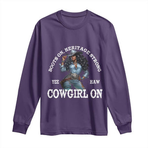 Boots On Heritage Strong Cowgirl On Long Sleeve Shirt African American Black Cowgirl TS11 Purple Print Your Wear