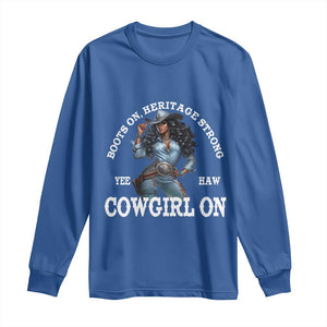 Boots On Heritage Strong Cowgirl On Long Sleeve Shirt African American Black Cowgirl TS11 Royal Blue Print Your Wear