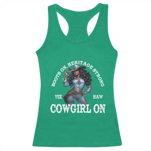 Boots On Heritage Strong Cowgirl On Racerback Tank Top African American Black Cowgirl TS11 Irish Green Print Your Wear