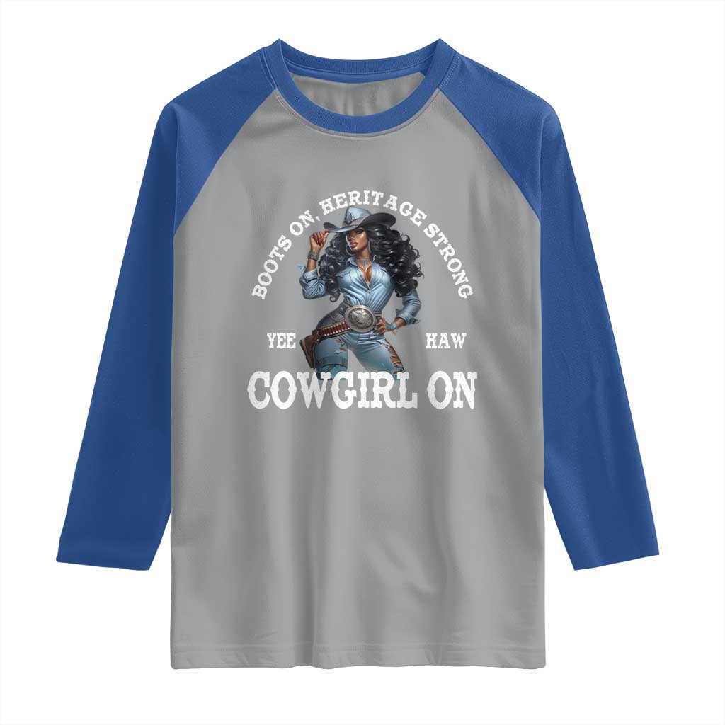 Boots On Heritage Strong Cowgirl On Raglan Shirt African American Black Cowgirl TS11 Sport Gray Royal Print Your Wear