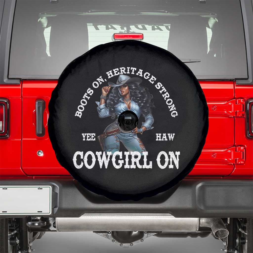 Boots On Heritage Strong Cowgirl On Spare Tire Cover African American Black Cowgirl TS11 Black Print Your Wear