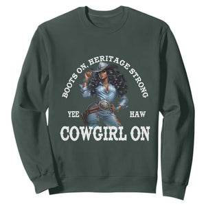Boots On Heritage Strong Cowgirl On Sweatshirt African American Black Cowgirl TS11 Dark Forest Green Print Your Wear