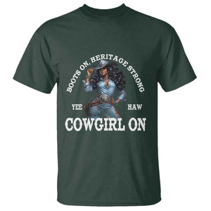 Boots On Heritage Strong Cowgirl On T Shirt African American Black Cowgirl TS11 Dark Forest Green Print Your Wear