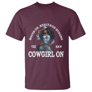 Boots On Heritage Strong Cowgirl On T Shirt African American Black Cowgirl TS11 Maroon Print Your Wear