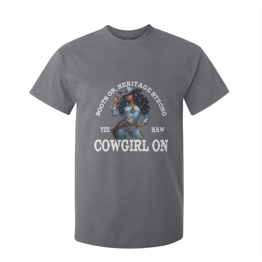 Boots On Heritage Strong Cowgirl On T Shirt For Kid African American Black Cowgirl TS11 Charcoal Print Your Wear