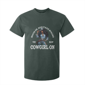 Boots On Heritage Strong Cowgirl On T Shirt For Kid African American Black Cowgirl TS11 Dark Forest Green Print Your Wear